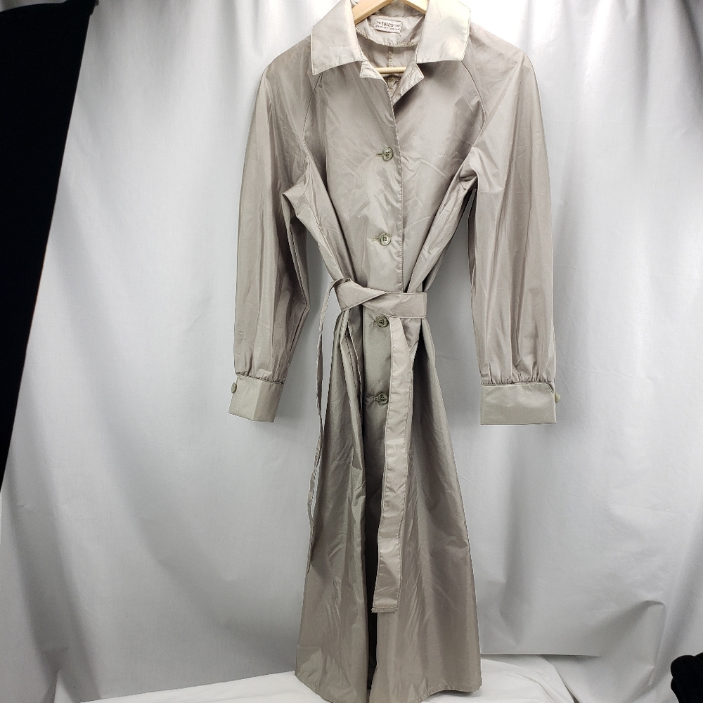 The Totes Silver Gray Rain Trench Coat Jacket Women's Size 8